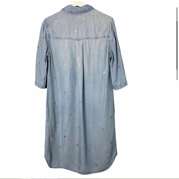 Cloth and Stone Blue Jean Dress with metallic dots. - Picture 5 of 13